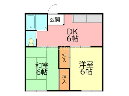 フジハイツ(2DK/1階)の間取り写真