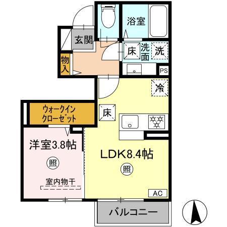 メゾンド麓II(1LDK/1階)の間取り写真