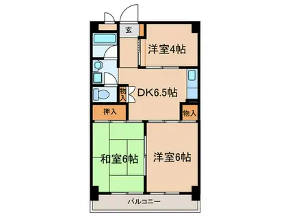 長瀬第一マンション(3DK/4階)の間取り写真