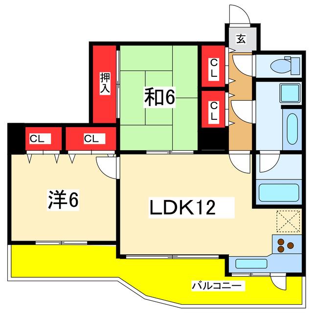 異人池ヒルズ(2LDK/3階)の間取り写真