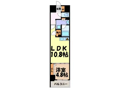 プレサンス ロジェ 栄三丁目(1LDK/11階)の間取り写真
