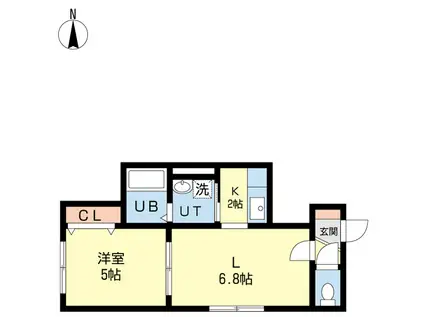 リベルティ平岸(1LDK/3階)の間取り写真