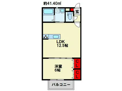 MOON赤坂A棟(1LDK/1階)の間取り写真