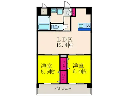 第23関根マンション(2LDK/5階)の間取り写真