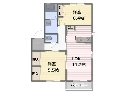 ファンテージ21 C棟(2LDK/2階)の間取り写真
