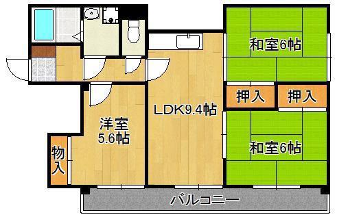 サージュ片野(3LDK/3階)の間取り写真