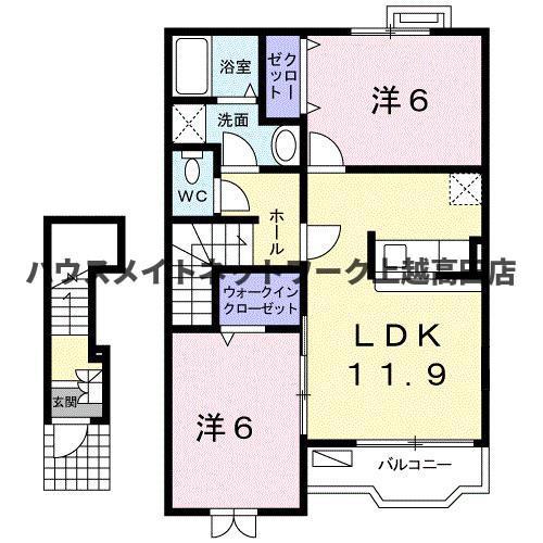 ビレッジケイツII(2LDK/2階)の間取り写真
