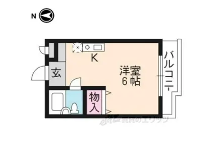 プルシャン山科(ワンルーム/2階)の間取り写真