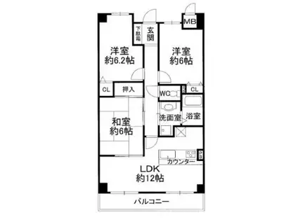 エスペランサ六甲道(3LDK/5階)の間取り写真