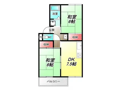 パルコート林I(2DK/2階)の間取り写真