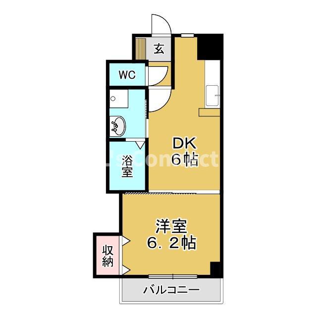 スズキヒルズ(1DK/6階)の間取り写真