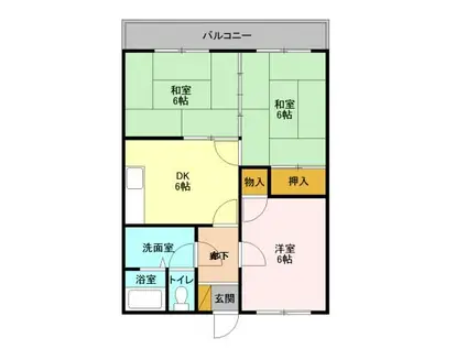 ウスバハイツF(3DK/1階)の間取り写真