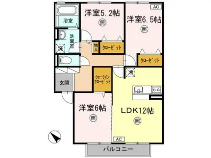 ボナールIII(3LDK/2階)の間取り写真