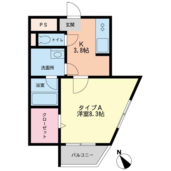 パルフェMKI(1K/1階)の間取り写真
