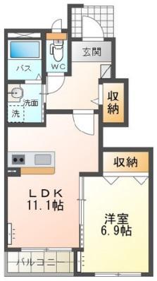 ボン・リヴィエール(1LDK/1階)の間取り写真