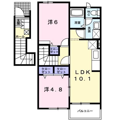 リーブメゾンY.A(2LDK/2階)の間取り写真