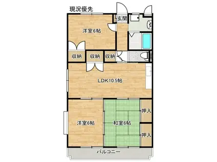 アメニティ東津田II(3LDK/3階)の間取り写真