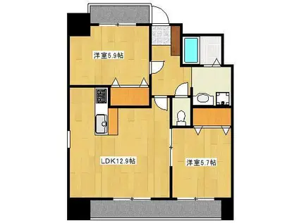 クロノス34田井島II(2LDK/4階)の間取り写真