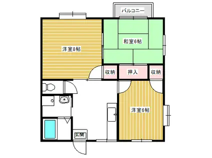 パインハイツ高橋A(3DK/1階)の間取り写真