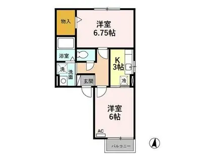 ぷらんたんIII(2K/1階)の間取り写真