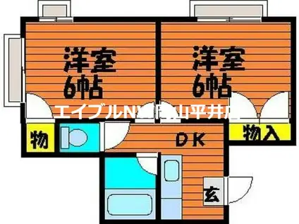 グレープバイン原尾島(2K/3階)の間取り写真