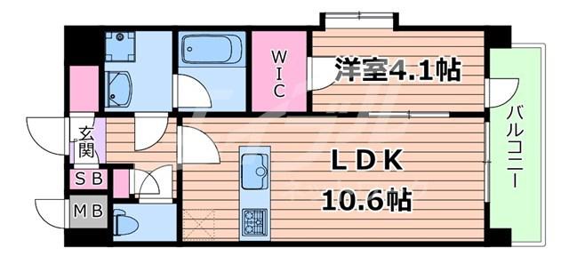 LA GRACE 千林大宮(1LDK/4階)の間取り写真