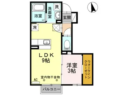 ルミナス山岸(1LDK/1階)の間取り写真