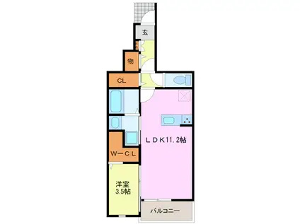 ウィリング ブリス A棟(1LDK/1階)の間取り写真