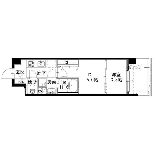 アルティザ姫路(1DK/10階)の間取り写真