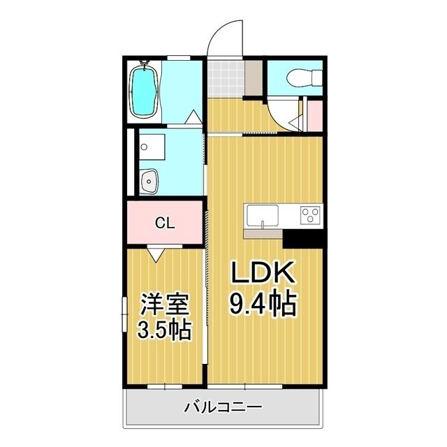ESPACE原新田(1LDK/2階)の間取り写真