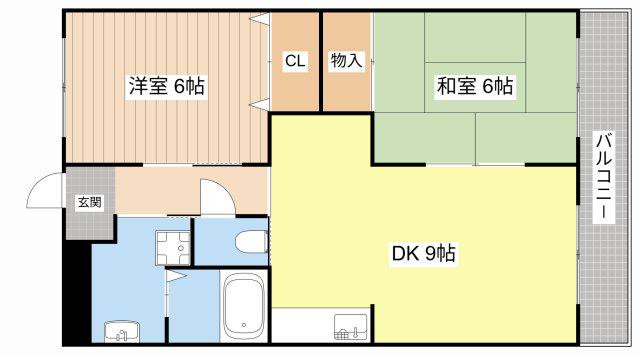 駅前コーポラス(2DK/4階)の間取り写真