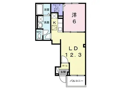 グラン・シャトー武蔵嵐山A(1LDK/1階)の間取り写真