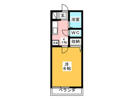 フェイバハイム(1K/2階)の間取り写真