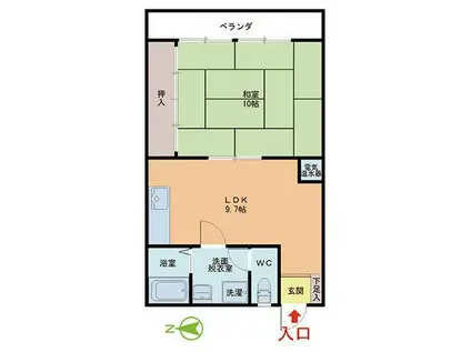 パークビレッジ春日(1LDK/3階)の間取り写真