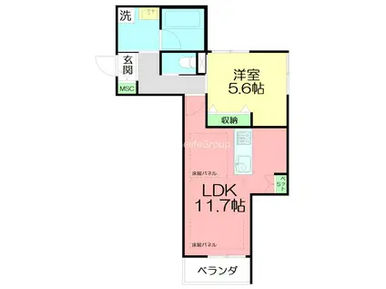 鵠沼石上3丁目メゾン(1LDK/2階)の間取り写真