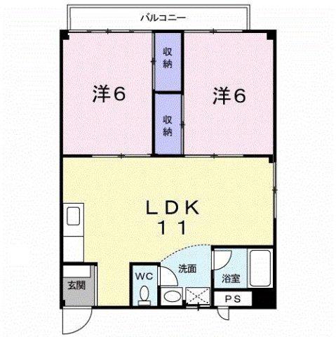 サンハイツ執行(2LDK/2階)の間取り写真