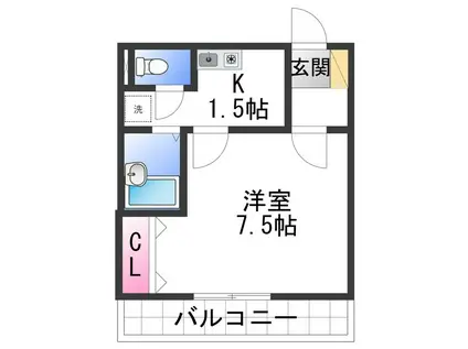 メゾン紀三井寺I(1K/2階)の間取り写真
