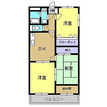エスポワール(3DK/1階)の間取り写真