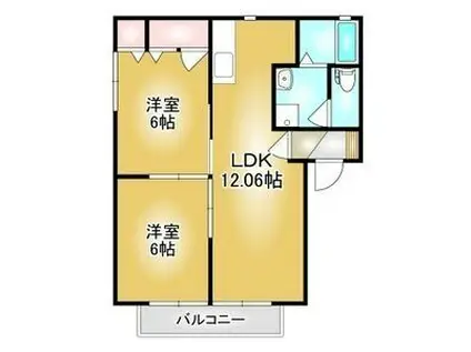 ドリームカムハウスB棟(2LDK/2階)の間取り写真