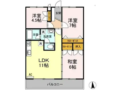 ラーバンハイツ(3LDK/4階)の間取り写真