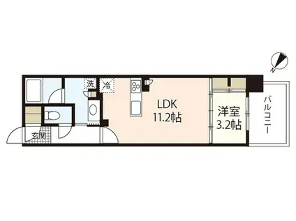 グラディス西広島駅前ザ・タワー(1LDK/3階)の間取り写真