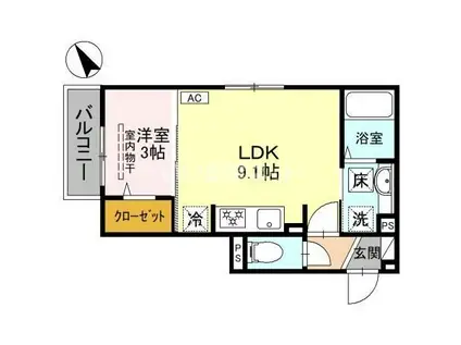 THE・TRANGUIL(1LDK/1階)の間取り写真