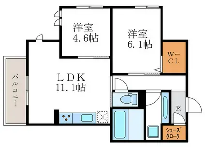 グレイス嵯峨(2LDK/1階)の間取り写真