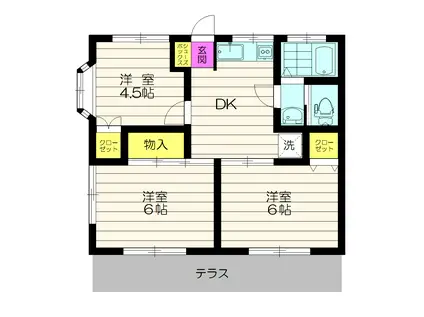 イーストハイツ(3DK/1階)の間取り写真