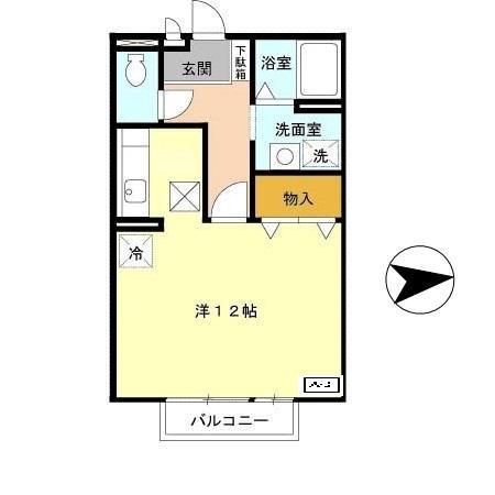 グレイスフル土山東(ワンルーム/2階)の間取り写真