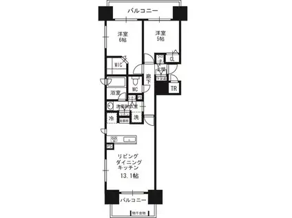 クリーンリバーフィネス北24条ステーションフロント(2LDK/14階)の間取り写真