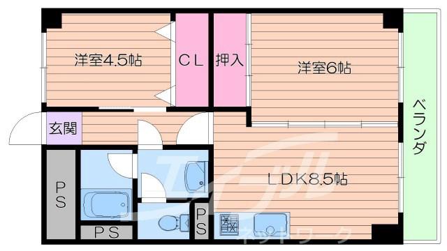 コアロード桃山台(2LDK/1階)の間取り写真
