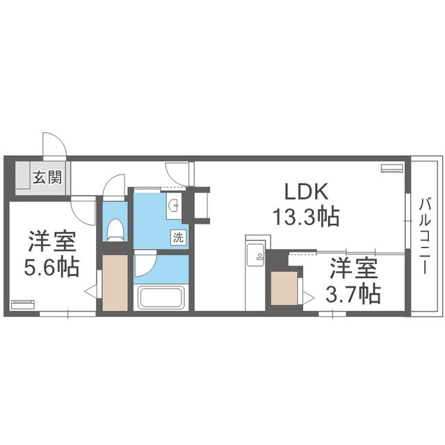 D-ROOM半道橋(2LDK/3階)の間取り写真
