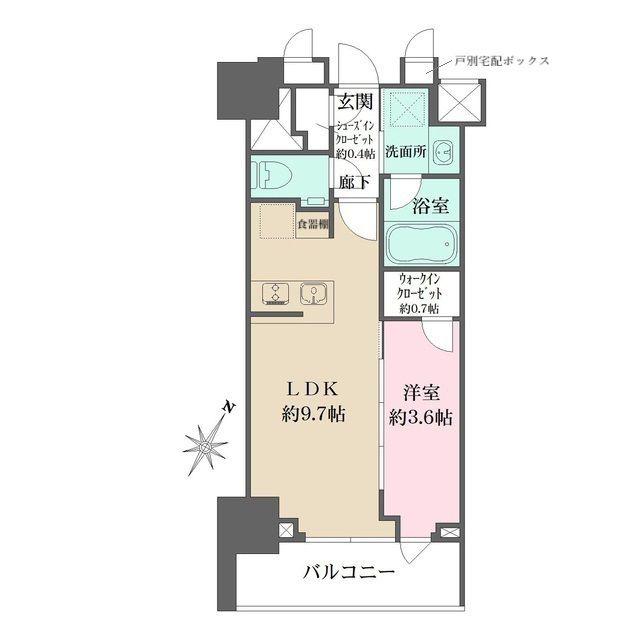 ザ・パークワンズ日本橋人形町(1LDK/2階)の間取り写真