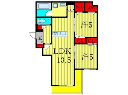 リアン八潮(2LDK/1階)の間取り写真